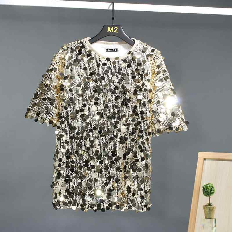 メンズ レディース Tシャツ スパンコール 半袖 ステージ衣装 パフォーマンス 高品質 ゆったり アーバン ノーブル スタイリッシュ おしゃれ ユニセックス