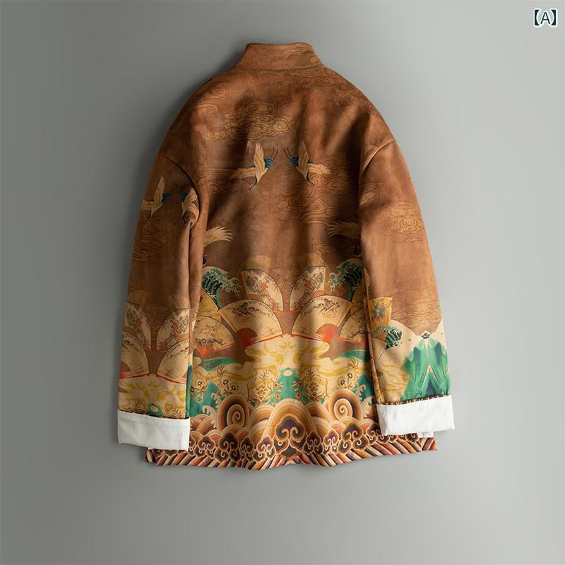 メンズ チャイナテイスト 上衣 中華服 かっこいい 中国 服 カンフー服 太極拳 流行り物 心地よい 普段着 レトロ ゆったり 成年者 成人男性 気が大きい大きさ 秋