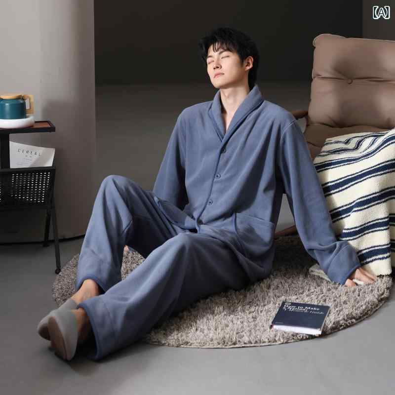 パジャマ メンズ 紳士服 部屋着 ルームウェア ナイトウェア おしゃれ リラックス セットアップ 上下セット 厚手 暖かい 秋冬 大きいサイズ