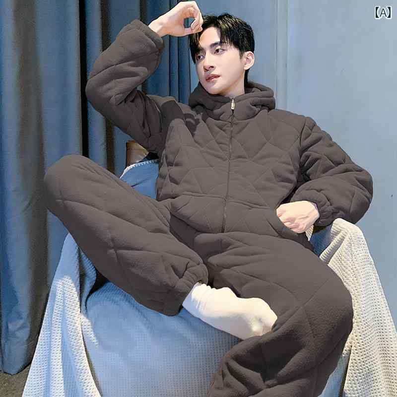 パジャマ メンズ 成人男性服 御部屋着 御部屋御召しもの ナイト爵御召しもの 格好のいい 伸び伸びする セットアップ 上下仕かける 朦々たる 生あたたかい 冬 キルティング ボンネット付き添い人