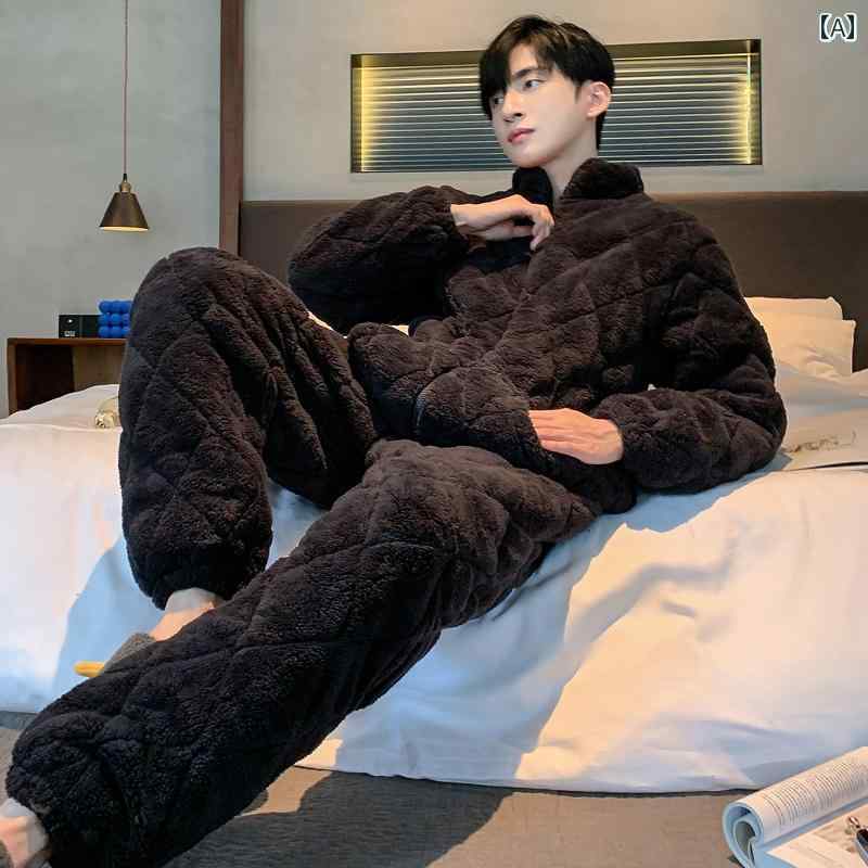 メンズ 紳士服 パジャマ 部屋着 ルームウェア ナイトウェア おしゃれ リラックス セットアップ 上下セット 秋冬 厚手 キルティング 暖かい