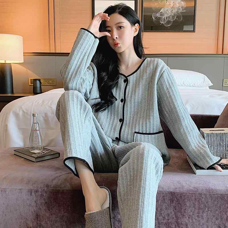 レディース 婦人服 女性用 パジャマ 部屋着 ルームウェア かわいい おしゃれ カジュアル リラックス 春秋冬 厚手 長袖 ホーム セットアップ 上下セット