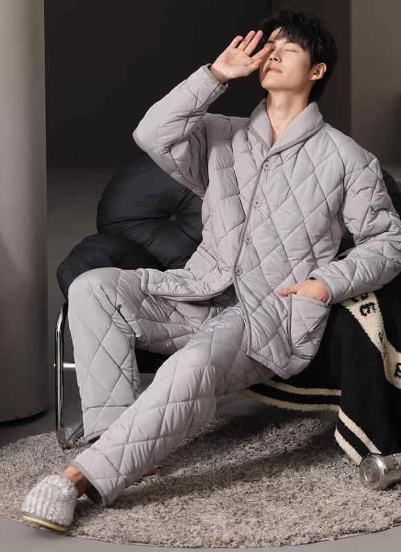パジャマ メンズ 紳士服 部屋着 ルームウェア ナイトウェア スタイリッシュ リラックス 冬 ジャケット 厚手 防水 韓国 ホーム セットアップ 上下セット