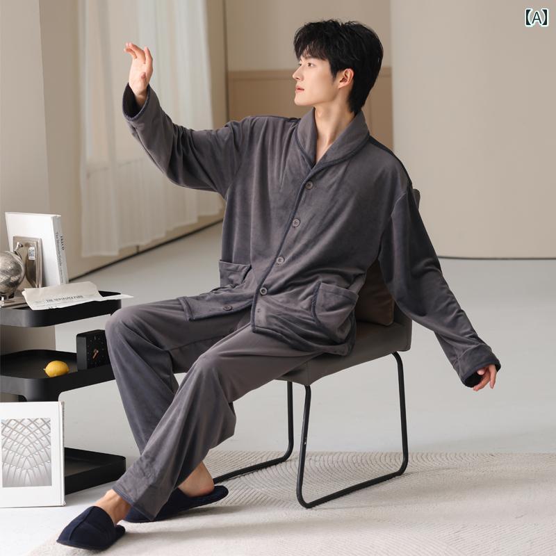 パジャマ メンズ 成人男性服 御部屋着 御部屋御召しもの ナイト爵御召しもの 今めかしい 伸び伸びする セットアップ 上下仕掛ける 生あたたかい 秋冬 馬鹿でかい大きさ