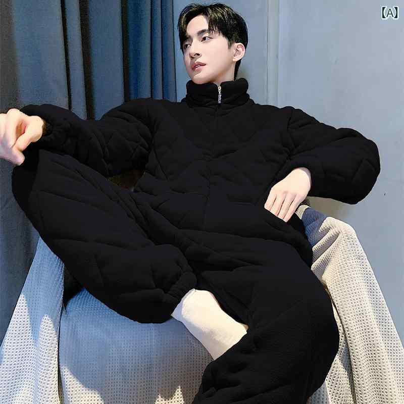 パジャマ メンズ 成人男性服 御部屋着 御部屋御召しもの ナイト爵御召しもの 格好のいい 伸び伸びする 心地よい セットアップ 上下仕かける 朦々たる 生あたたかい 秋冬 キルティング