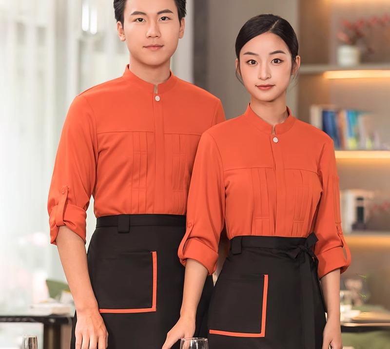 飲食店 制服 サービス業 ワークウェア ハイエンド ウェイター 作業着 長袖 レディース メンズ 秋冬 ホテル 服 フロント レジ 鍋 洋食屋 レストラン トップス エプロン キッチン おしゃれ かわいい