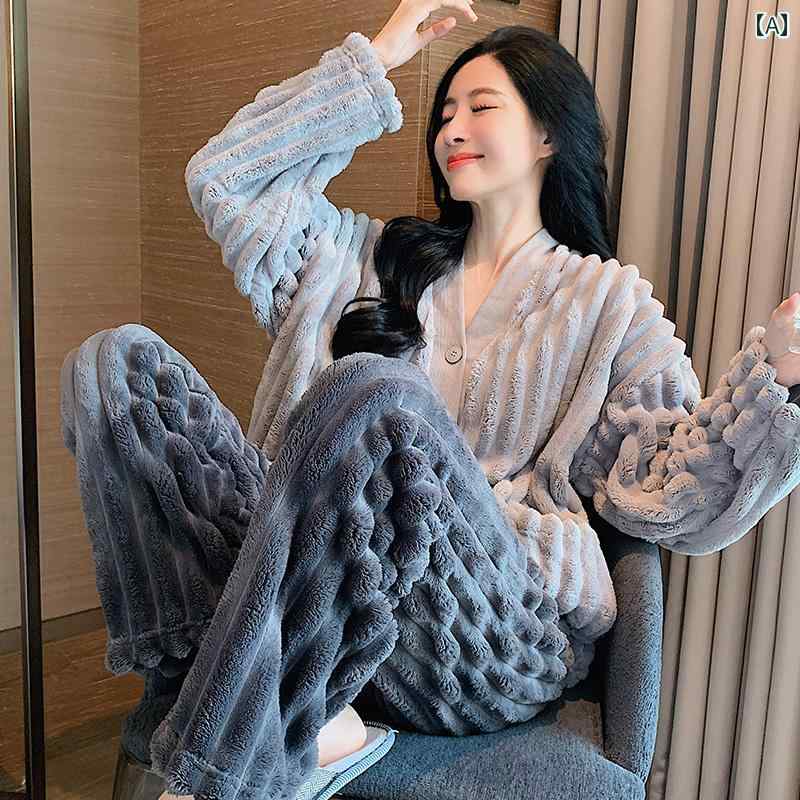 パジャマ ルームウェア レディース 婦人服 女性用 部屋着 かわいい おしゃれ リラックス セットアップ 上下セット 厚手 秋冬 暖かい 高級感