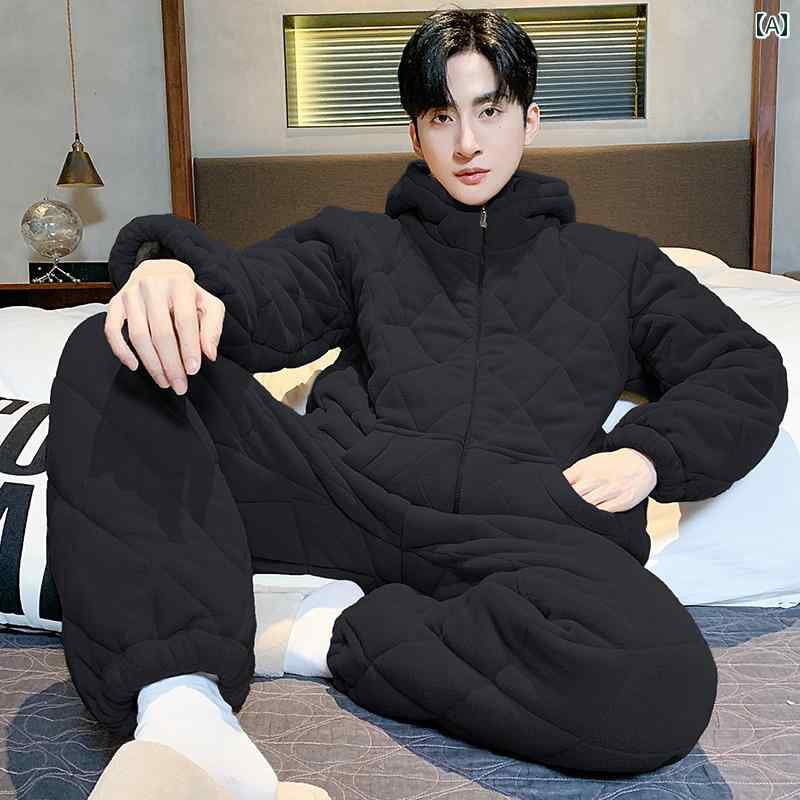 パジャマ メンズ 成人男性服 御部屋着 御部屋御召しもの 格好のいい 窈窕たる 伸び伸びする セットアップ 上下仕かける 朦々たる 生あたたかい 冬 キルティング ボンネット付き添い人
