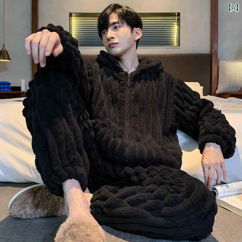 パジャマ メンズ 紳士服 部屋着 ルームウェア ナイトウェア おしゃれ リラックス セットアップ 上下セット 厚手 暖かい 秋冬