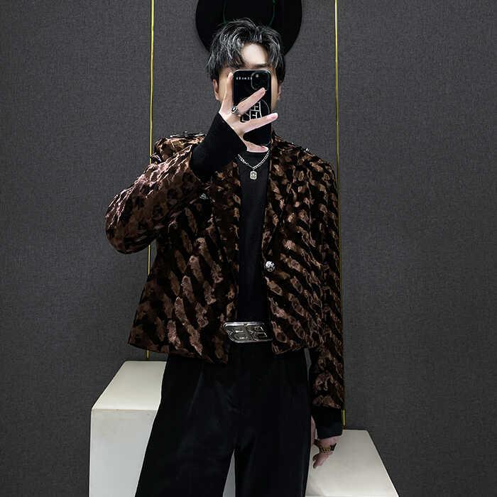 ジャケット メンズ ベルベット ショート パーティー シングルブレスト 春秋 男性用 おしゃれ トレンディ ファッショナブル|ラ・グラーヌ