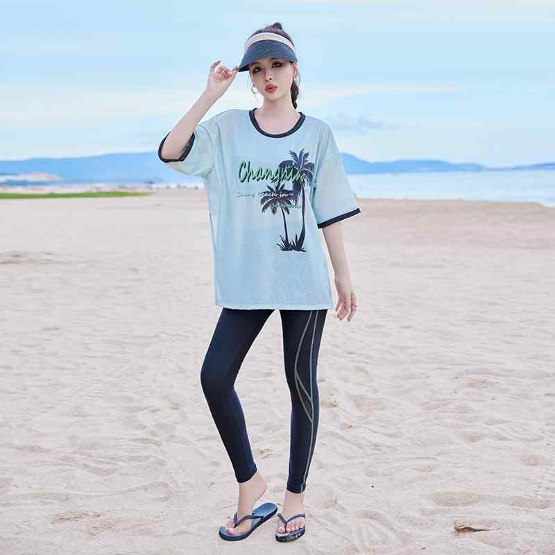 水着 レディース おしゃれ 美 スイムウエア 女性 アウターシャツ スプリット ウエストカバー スリム リゾート 温泉 パンツ 大きいサイズ 日焼け防止 スイムウエア