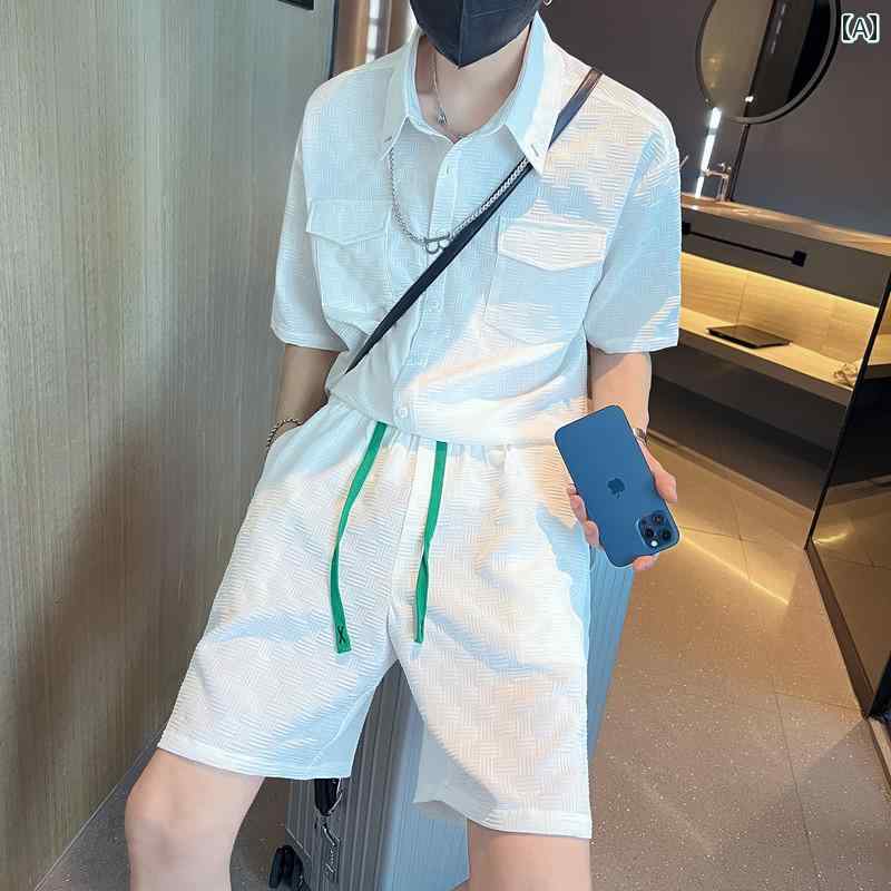 シャツ 大人 紳士服シャツ 半袖 七分袖 ショートパンツ スーツ 夏 休日 リゾート スタイリッシュ アーバン 大人 紳士服