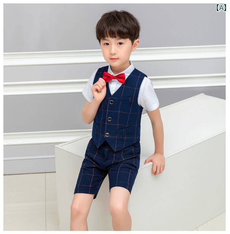 子供服 フォーマル キッズ 夏 スーツ パンツ シャツ ベスト 蝶ネクタイ サスペンダー 男の子 写真 撮影 発表会 パフォーマンス 衣装 セット