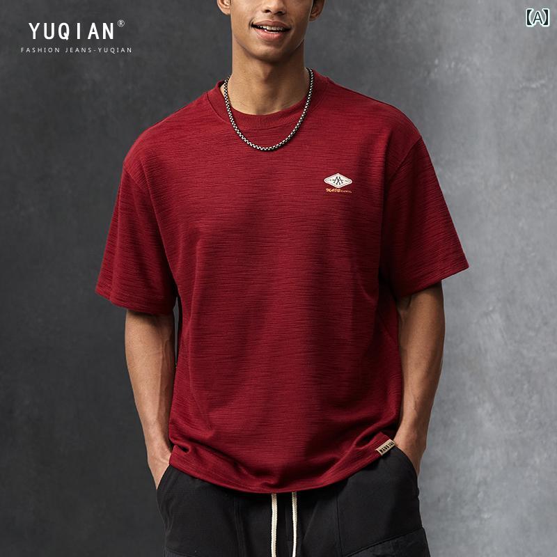 Ｔシャツ 夏 メンズ トップス 大層らしい大いさ ゆったり 成人男性服 炎節 tプルオーバー ラウンドのど首 朦々たる 半袖 通気性 心地好い メンズファッション-トップス-Tシャツ・カットソー