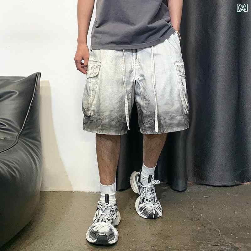 ハーフパンツ メンズ アメリカン ストリート グラデーション スポーツ ショーツ 夏 大きいサイズ ストレート カジュアル パンツ 5分丈パンツ カジュアルパンツ アメリカンカジュアル｜ラ・グラーヌ