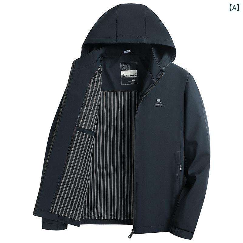 ジャケット メンズ フード付き カジュアル ブルゾン アウター 男性用 紳士服 高級感 ファッション 着回し 春秋 ポリエステル 通気性 耐摩耗性 防風 上着