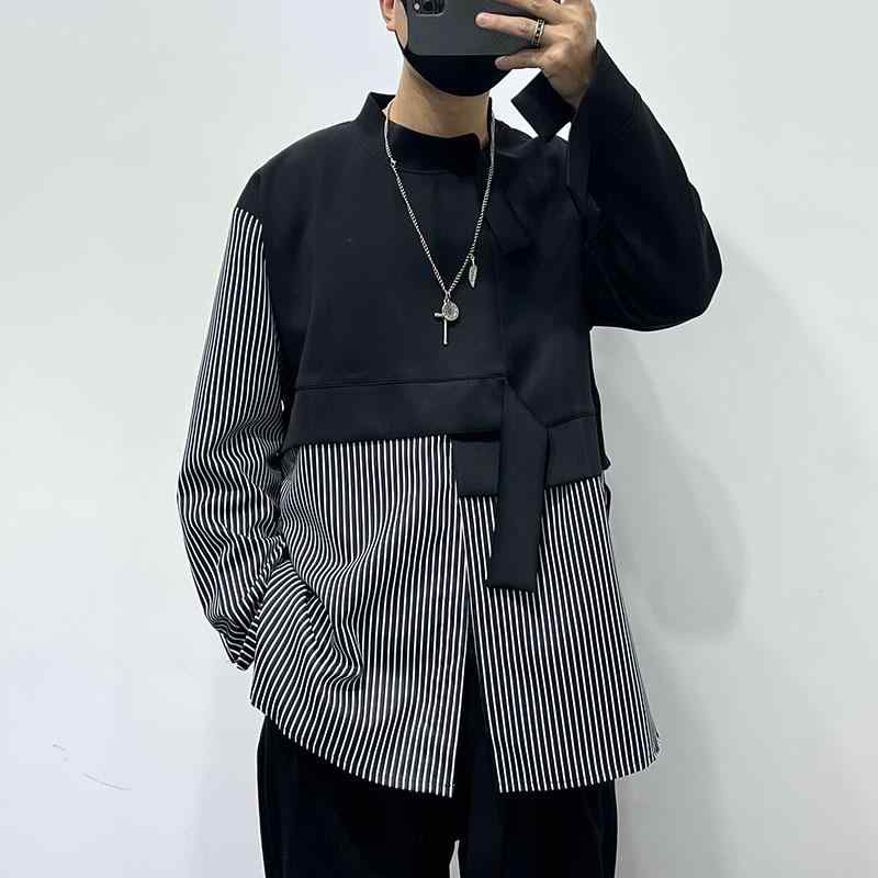 メンズ 紳士服 男性用 シャツ トップス トレーナー スウェット 秋冬 レトロ ユニーク 個性的 モード シンプル ブラック