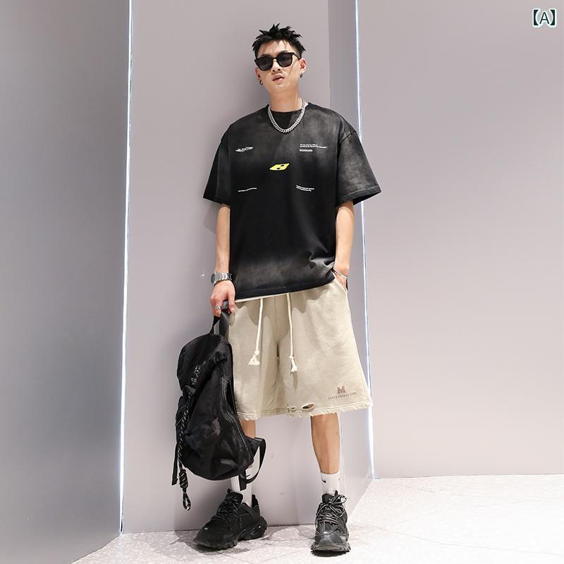 オーバーサイズ 半袖 Tシャツ メンズ 夏 トップス 韓国 カジュアル ストリート おしゃれ かっこいい 着やすい 動きやすい 快適 イベント フェス レジャー アウトドア ダンス 衣装 パフォーマンス