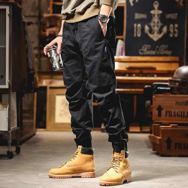 メンズ アメリカン レトロ 作業 アウトドア パンツ 春秋 ストレート ブラック メンズカジュアル パンツ ジッパー 付き レギンス 伸縮性 ゆったり ファッション