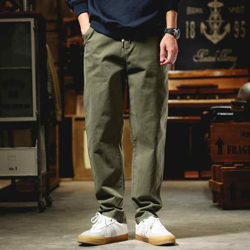 メンズ アメリカン レトロ長 綿 ワークパンツ メンズ ストレート メンズカジュアル パンツ メンズ ゆったり 大きいサイズ 春 伸縮性 ロング ファッション