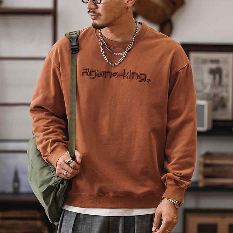 メンズ アメリカン レトロ ヘビーウェイト トレーナー メンズ ラウンドのど頚 表どおり 途轍も無い大きさ はたご屋 流行り物 春 成人男性服 ゆったり 流行り物