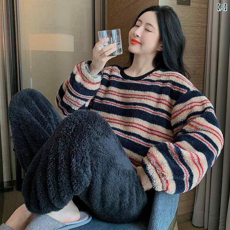 パジャマ 部屋着 ルームウェア レディース 婦人服 女性用 かわいい おしゃれ リラックス モダン セットアップ 上下セット 厚手 高級感 秋冬 ホーム