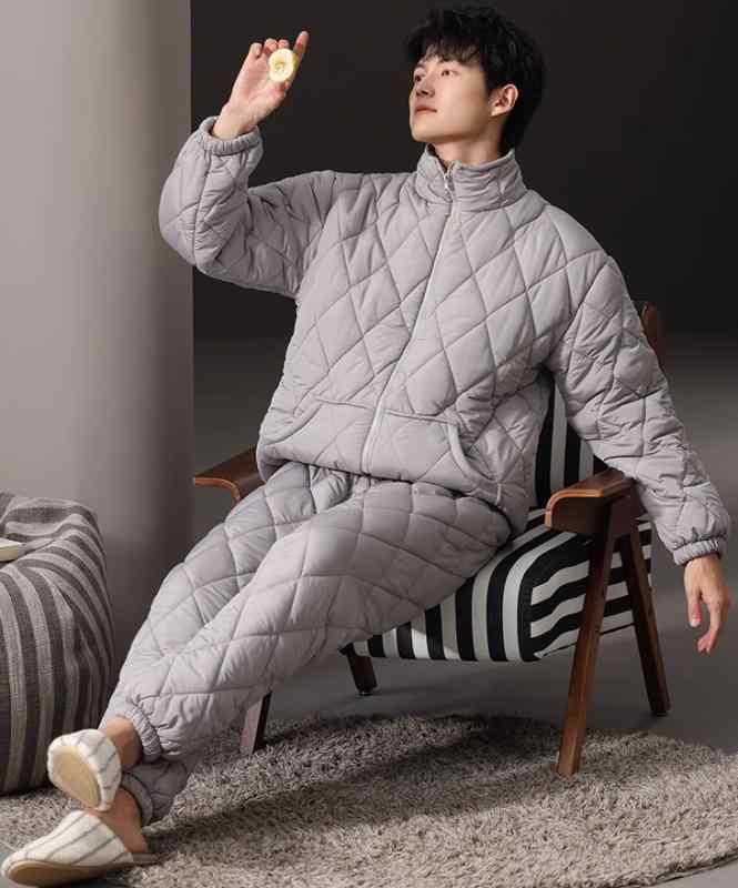パジャマ 部屋着 ルームウェア メンズ 紳士服 ナイトウェア おしゃれ リラックス セットアップ 上下セット カジュアル 冬 厚手 防水 ジッパー