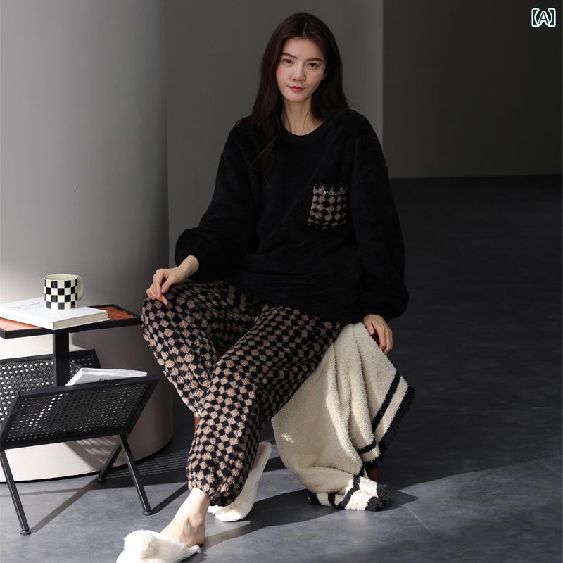 パジャマ お座敷着 お座敷お召しもの レディース 亭主もち服 愛くるしげ かっこ良い 伸び伸びする セットアップ 上下仕掛ける 秋冬 朦々たる ティーシャツ 照合のしるし 柄 生あたたかい その他-メンズファッション