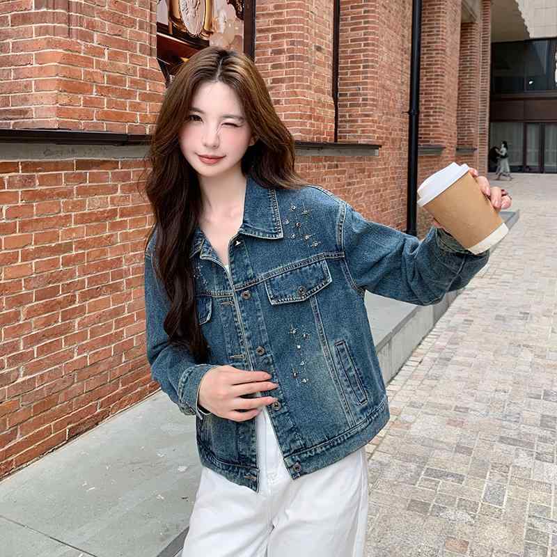 楽天市場】レディース デニムジャケット スタンドカラー 女性用