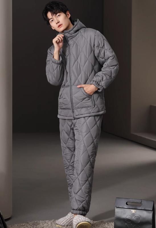 パジャマ 部屋着 ルームウェア メンズ 紳士服 ナイトウェア おしゃれ リラックス セットアップ スタイリッシュ 上下セット 冬 厚手 防水 フード付き ホーム