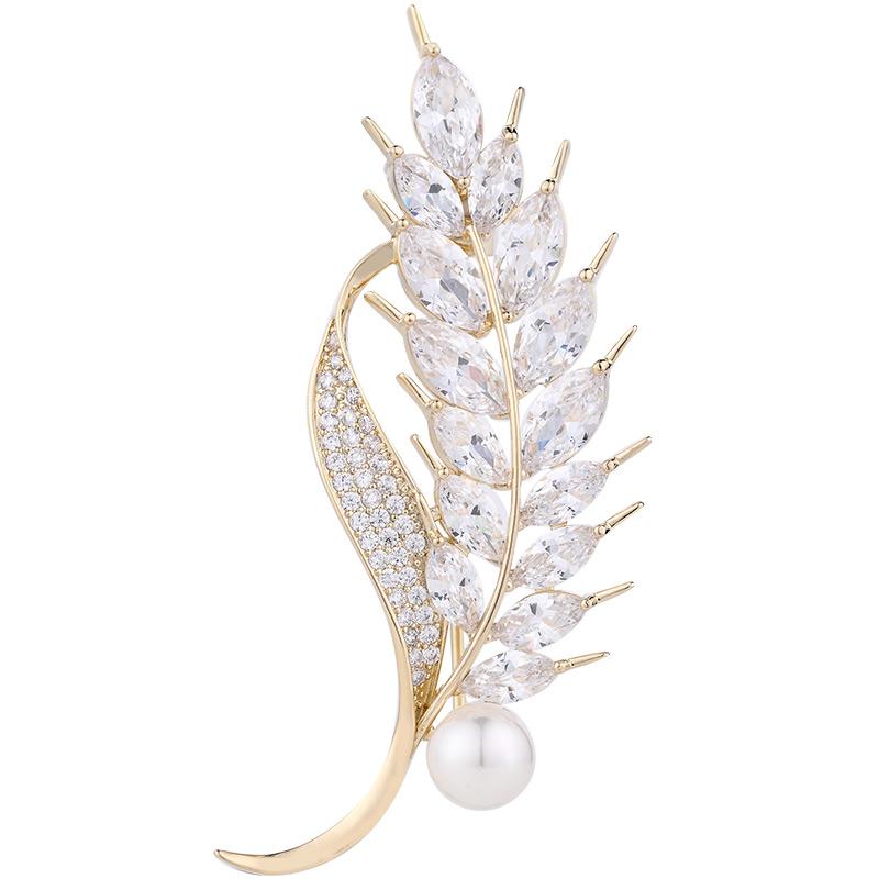 ブローチ 胸飾り 麦 フェミニン 精巧 ファッション アクセサリー 軽量 高級感 コサージュ シンプル 華やか おしゃれ
