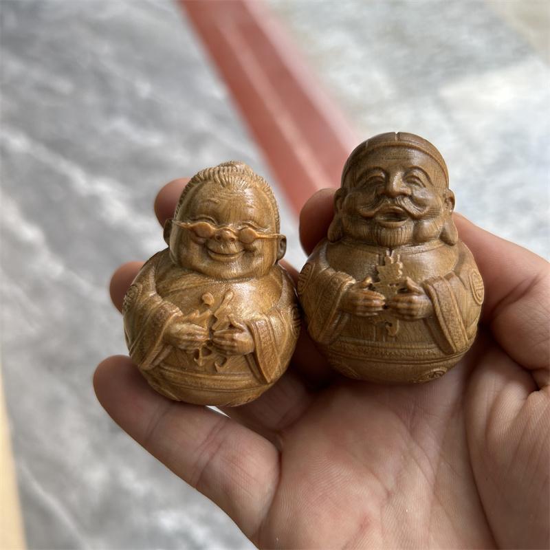 インテリア 小物 木製 おしゃれ 装飾品 おじいちゃん おばあちゃん 白檀 彫刻 フィギュア 木彫り 置物 デコレーション 工芸品 雑貨 ツゲ ギフト かわいい