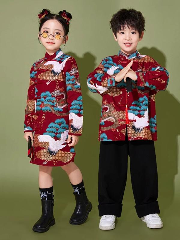 子供服 チャイナドレス コスチューム 伝統衣装 舞踏衣装 ダンス衣装 ブラスバンド 合唱大会 漢服 小学生 幼稚園 ユニフォーム チアリーディング 男の子 女の子 キッズ