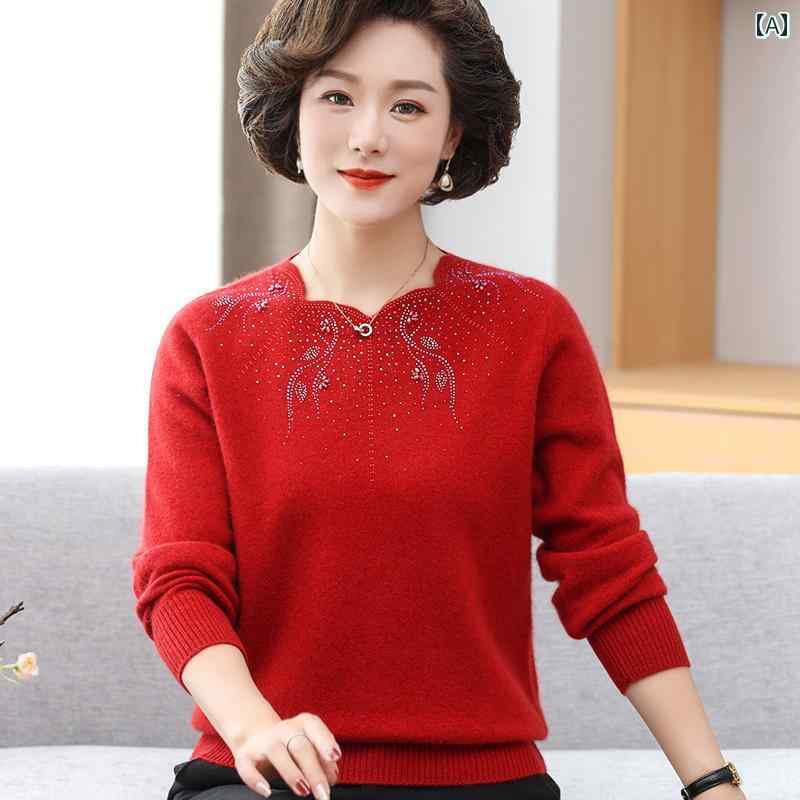 婦人服 カシミヤ セーター 中年 レディース 秋冬 レイヤリング ウール シンプル エレガント カジュアル 柔らかい 暖かい 上質