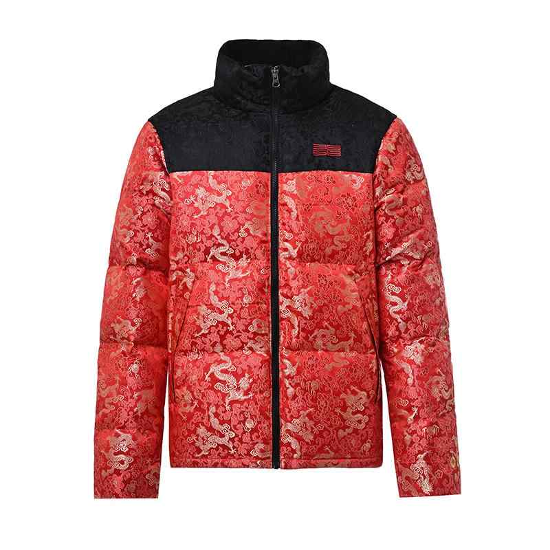 ダウン ジャケット 派手 辰年 ダーク ドラゴン 龍 柄入り ジャガード 中華 中国 伝統 ユニセックス ダウンジャケット アウター 上着 防寒着 派手 かわいい ギャル ゴールド 高級感 映え 13,615円