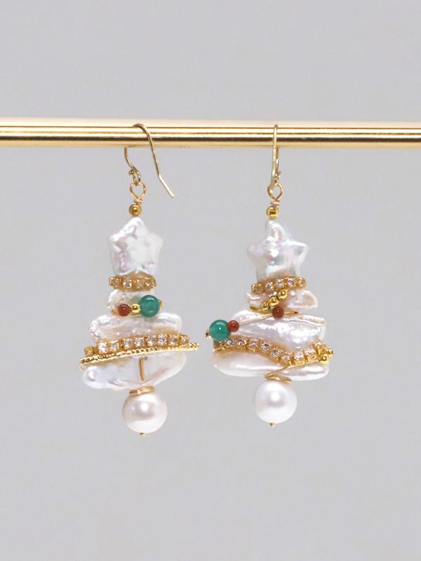 セレモニー ブローチ 淡水パール クリスマスツリー ペンダント ピアス ファッション ジュエリー ファッション かわいい 雰囲気 6,538円