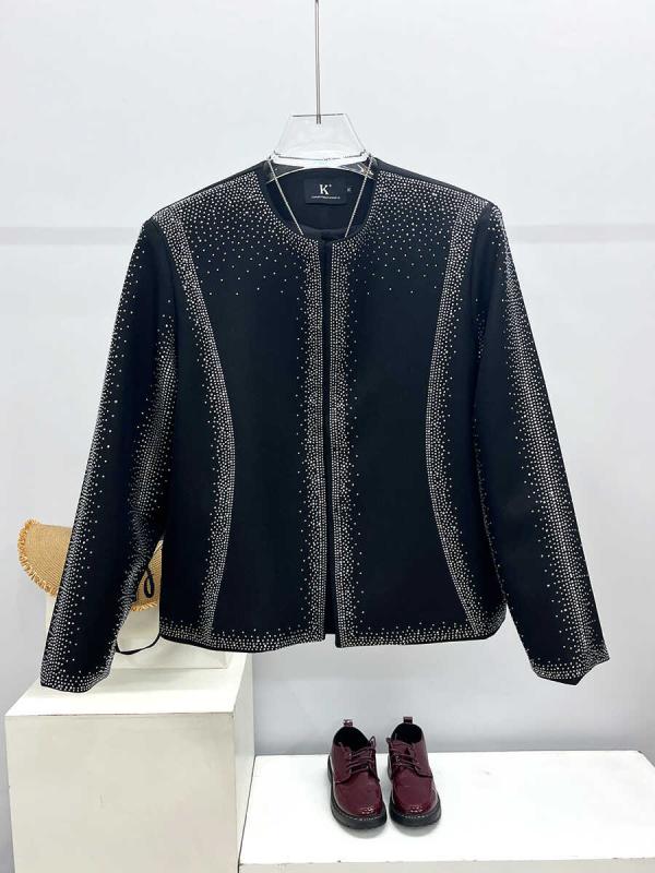 ジャケット 上着 メンズ おしゃれ ファッション 高級感 ストリート ブラック ラウンドネック 秋 トップス デイリー カジュアル モダン エレガント スタイリッシュ