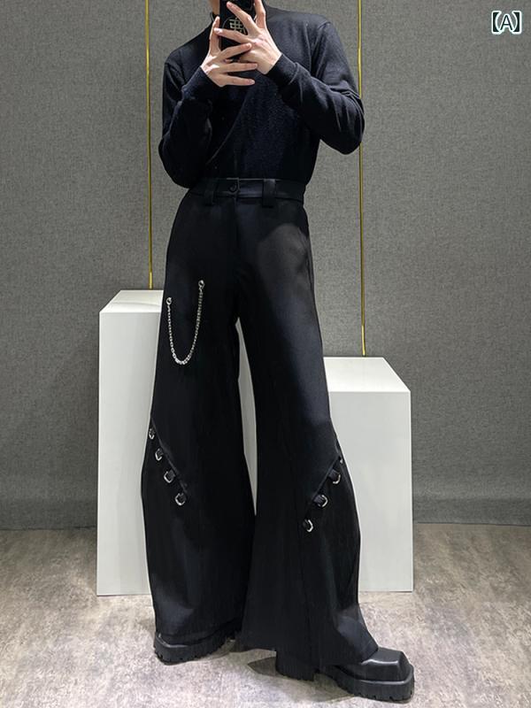 スラックス カジュアル メンズ 紳士服 ボトムス ズボン パンツ スタイリッシュ モダン モード シンプル チェーン ストリート 秋