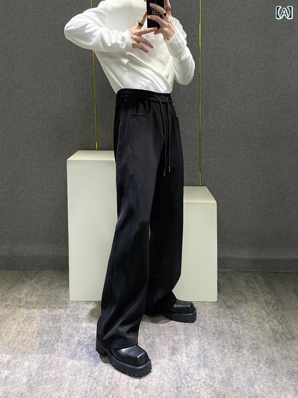 メンズ パンツ 紳士服 ボトムス ズボン パンツ スタイリッシュ モダン モード シンプル カジュアル 秋 白 ストレート ストリート ブラック スポーティー