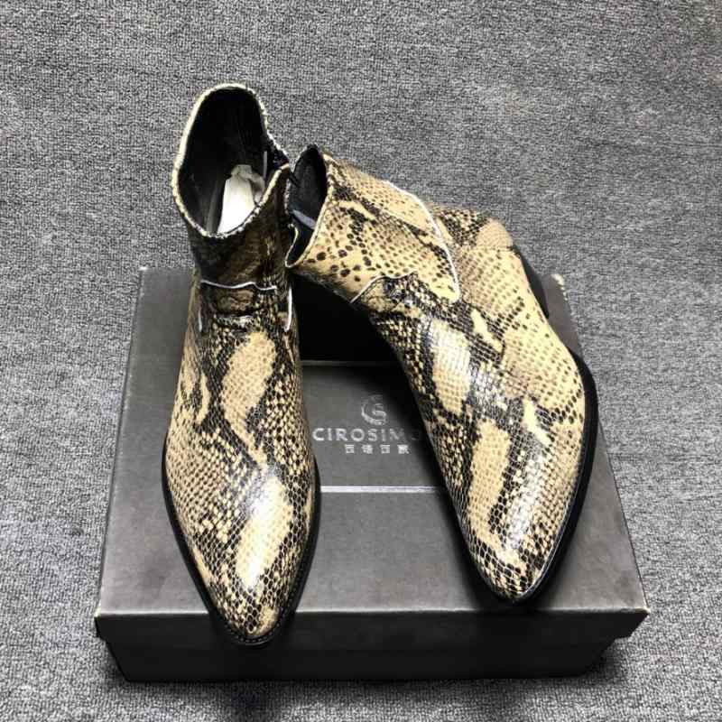 楽天市場】蛇柄 ブーツ メンズ 革 ポインテッド パーティー パイソン柄
