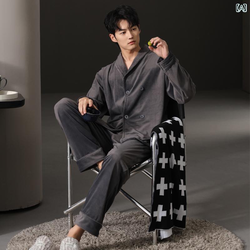 パジャマ 御部屋着 御部屋御召しもの メンズ 成人男性服 ナイト爵御召しもの 今めかしい 伸び伸びする 今めかしい 心地好い セットアップ 上下仕掛ける 秋冬 朦々たる 老人ホーム 飛び切り感