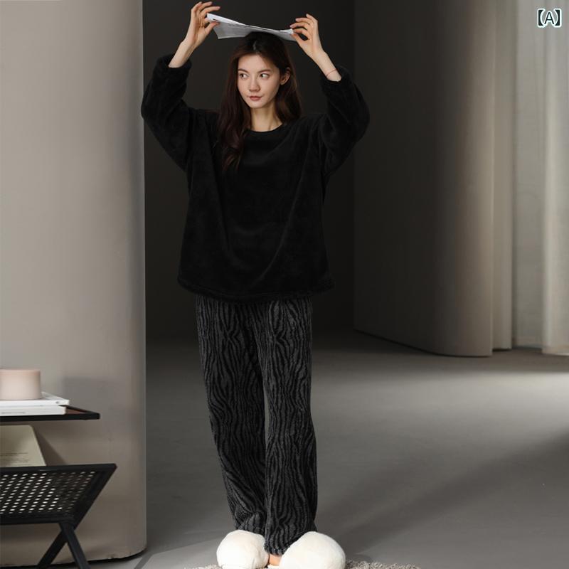 パジャマ レディース 婦人服 女性用 部屋着 ルームウェア かわいい おしゃれ リラックス セットアップ 上下セット 秋冬 厚手 高級感 ホーム 暖かい