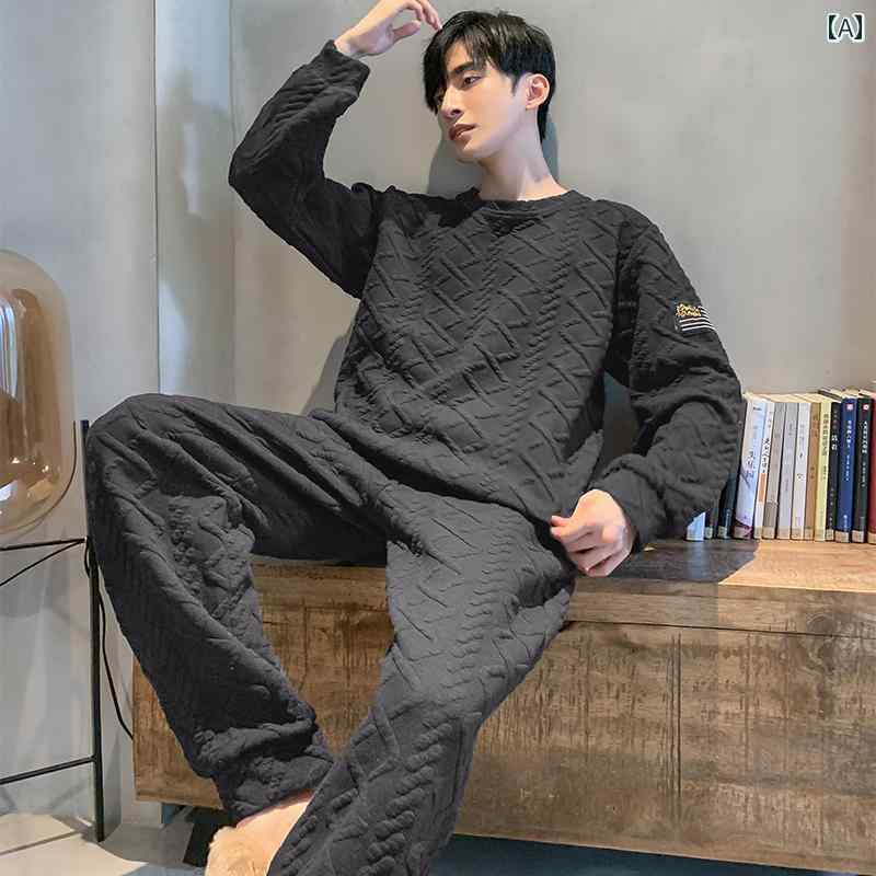 パジャマ メンズ 紳士服 部屋着 ルームウェア ナイトウェア おしゃれ リラックス セットアップ 上下セット 春秋冬 厚手 ホーム