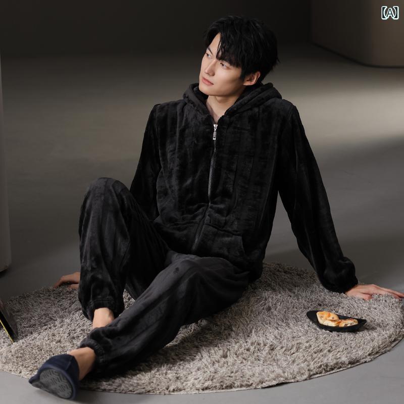 パジャマ メンズ 紳士服 部屋着 ルームウェア ナイトウェア おしゃれ リラックス セットアップ 上下セット 秋冬 厚手 ホーム 暖かい