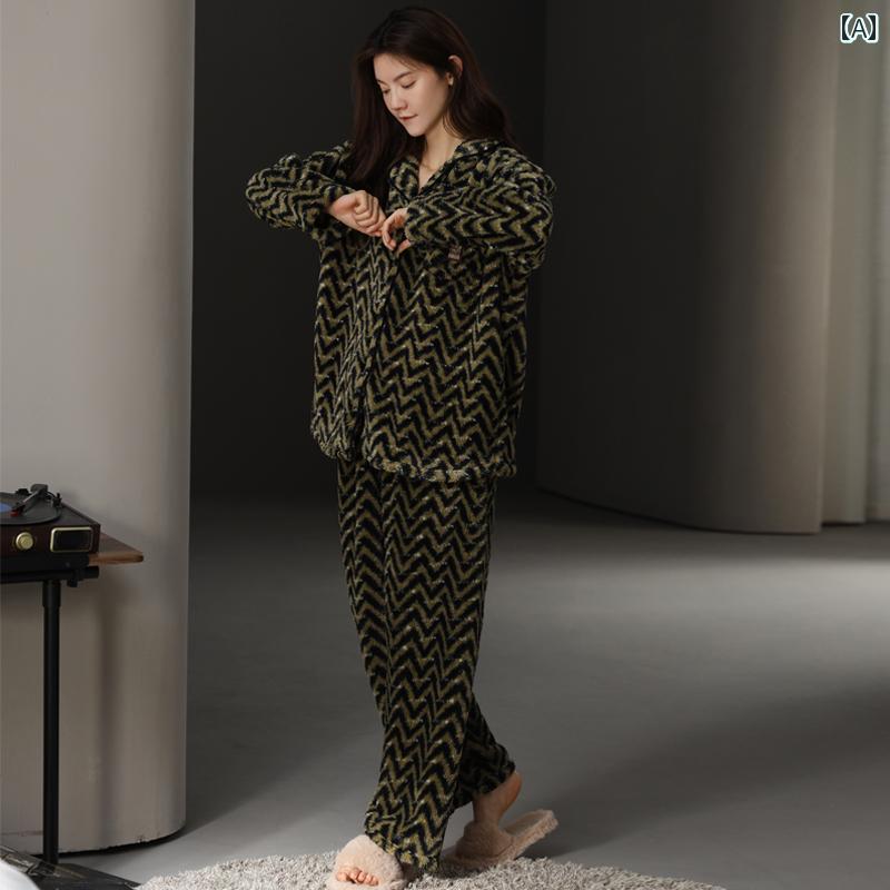 パジャマ 部屋着 ルームウェア レディース 婦人服 女性用 かわいい おしゃれ リラックス 暖かい セットアップ 上下セット 秋冬 厚手 ホーム