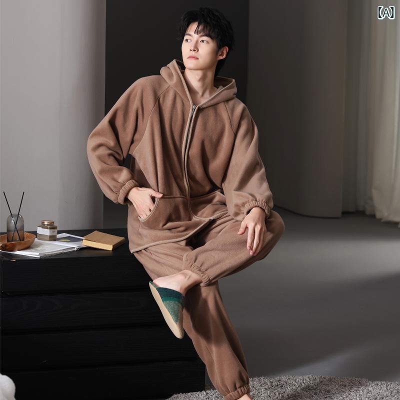 パジャマ 部屋着 メンズ 紳士服 ルームウェア ナイトウェア おしゃれ モダン リラックス セットアップ 上下セット 秋冬 厚手 ホーム