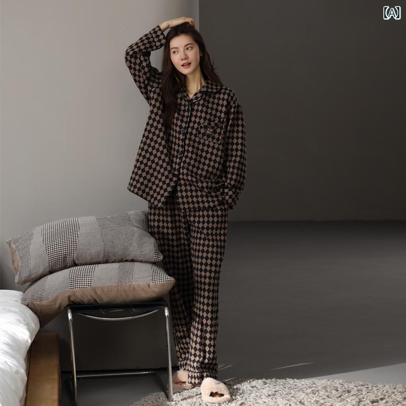 レディース 婦人服 女性用 パジャマ 部屋着 ルームウェア かわいい おしゃれ リラックス セットアップ 上下セット モダン 春秋冬 高級感