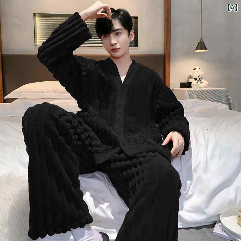 パジャマ 部屋着 ルームウェア メンズ 紳士服 ナイトウェア おしゃれ リラックス セットアップ 上下セット 冬 高級感 厚手 柄 暖かい