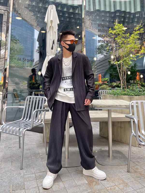 ツーピース 上下セット メンズ おしゃれ シンプル 春秋 韓国 カジュアル ジャケット 上着 ズボン パンツ ポリエステル|ラ・グラーヌ