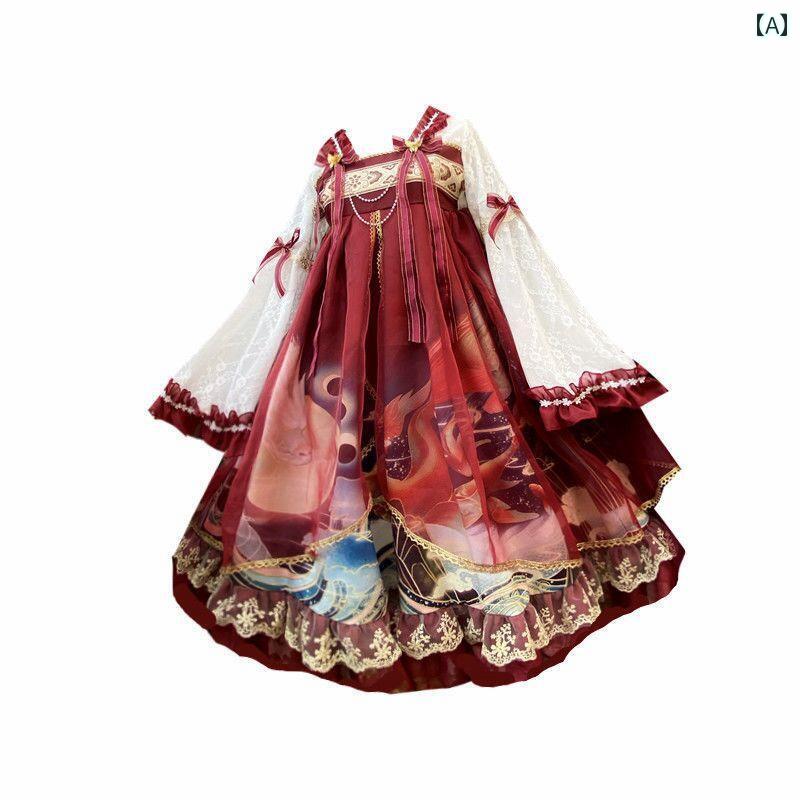 ロリータ ガールズスカート 春夏 姫御前 漢 瀬戸もの風 ロリータ ガールズ 愛くるしい レトロ 無償性大きさ 肩かけ 書き割り